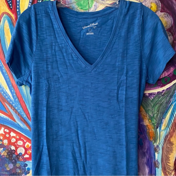 Woman’s Beautiful Blue V Neck Short Sleeve Long Tee Shirt Dress NWT - Picture 6 of 13